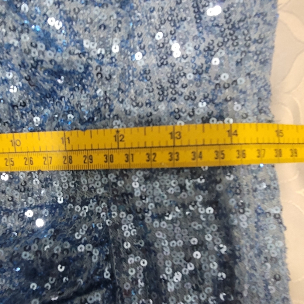 Fashion Nova Dress Large sequin one shoulder strechable in blue sky color. - Picture 11 of 16